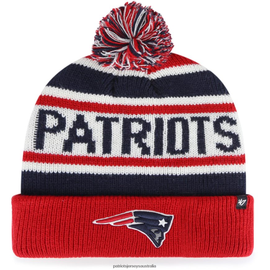 Kids 47 Navy/Red Hangtime Cuffed Knit Hat with Pom ZZ06V23009 Patriots Jersey Accessories