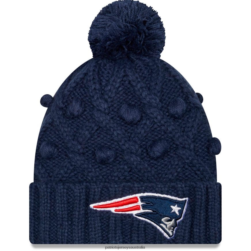 Kids Girls New Era Navy Toasty Cuffed Knit Hat with Pom ZZ06V23011 Patriots Jersey Accessories