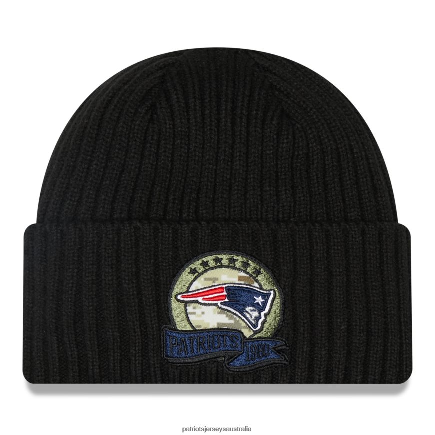 Kids New Era Black 2022 Salute To Service Knit Hat ZZ06V23007 Patriots Jersey Accessories