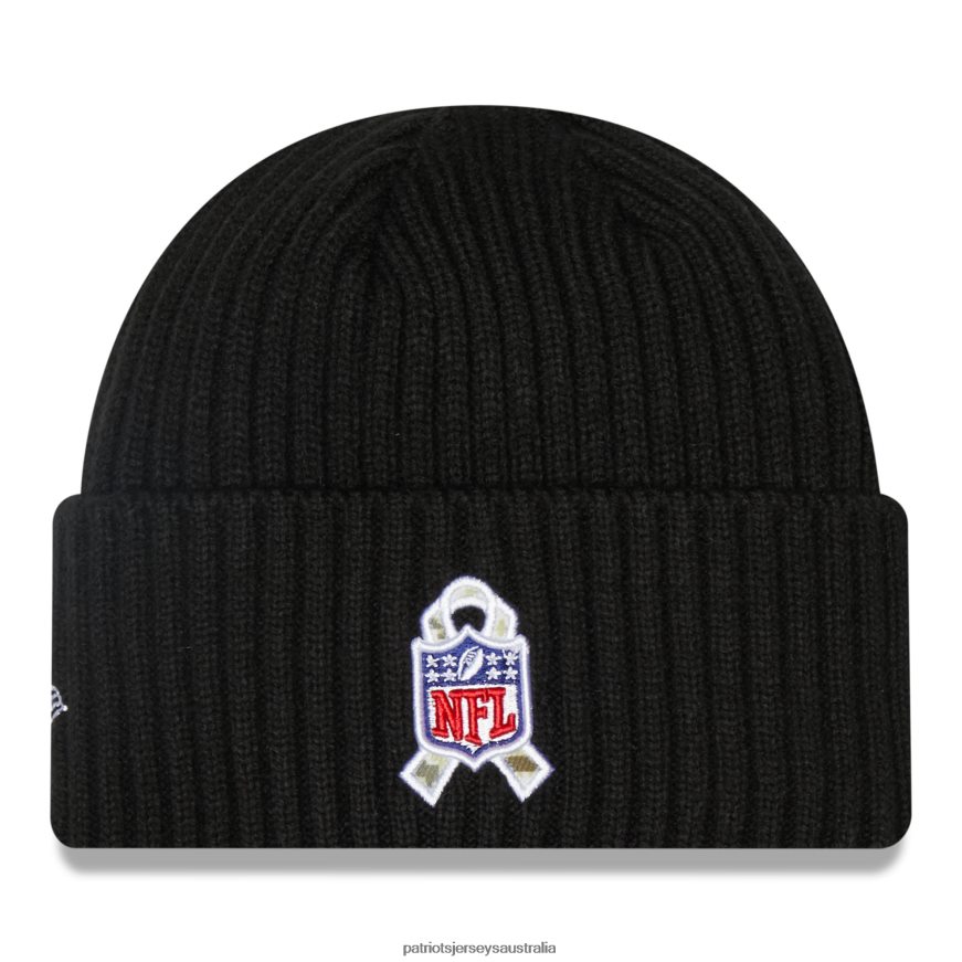 Kids New Era Black 2022 Salute To Service Knit Hat ZZ06V23007 Patriots Jersey Accessories