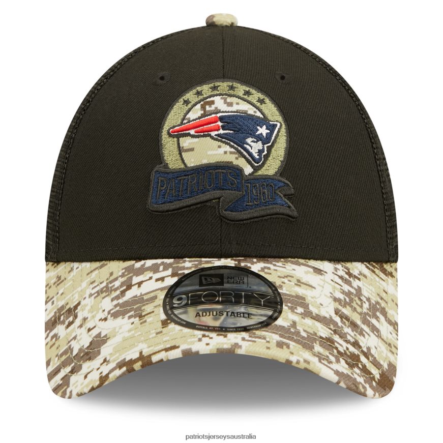 Kids New Era Black/Camo 2022 Salute To Service 9FORTY Snapback Trucker Hat ZZ06V22977 Patriots Jersey Accessories