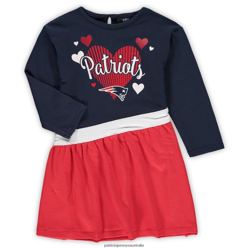 Kids Girls Infant Navy All Hearts Jersey Long Sleeve Dress ZZ06V22943 Patriots Jersey Clothing