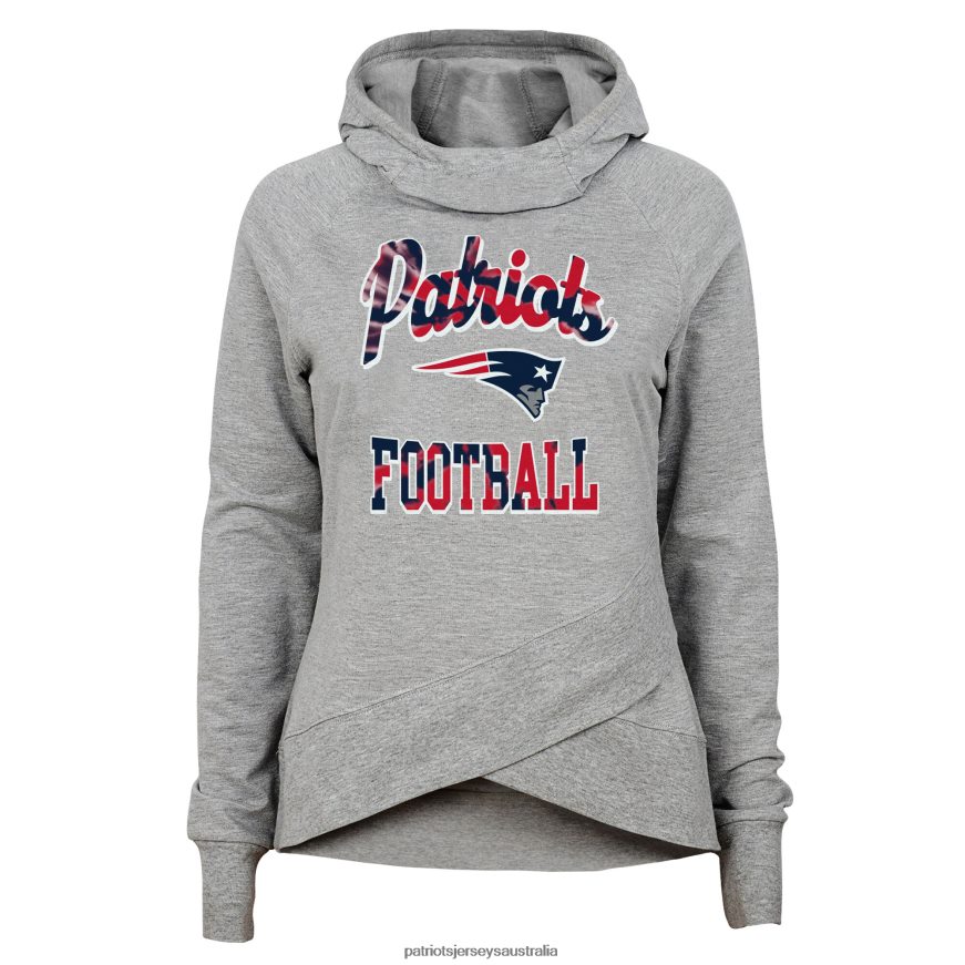 Kids Girls Heathered Gray Dye Hard Fan Funnel Neck Pullover Hoodie ZZ06V23036 Patriots Jersey Clothing