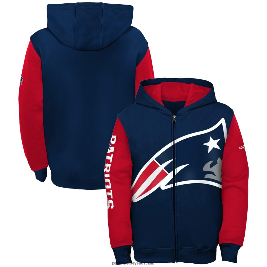 Kids Navy/Red Poster Board Full-Zip Hoodie ZZ06V23025 Patriots Jersey Clothing