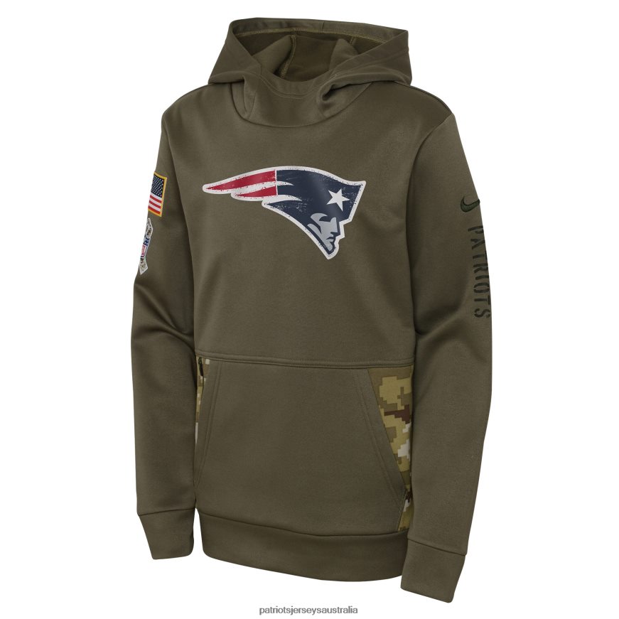 Kids Nike Olive 2022 Salute To Service Performance Pullover Hoodie ZZ06V23028 Patriots Jersey Clothing