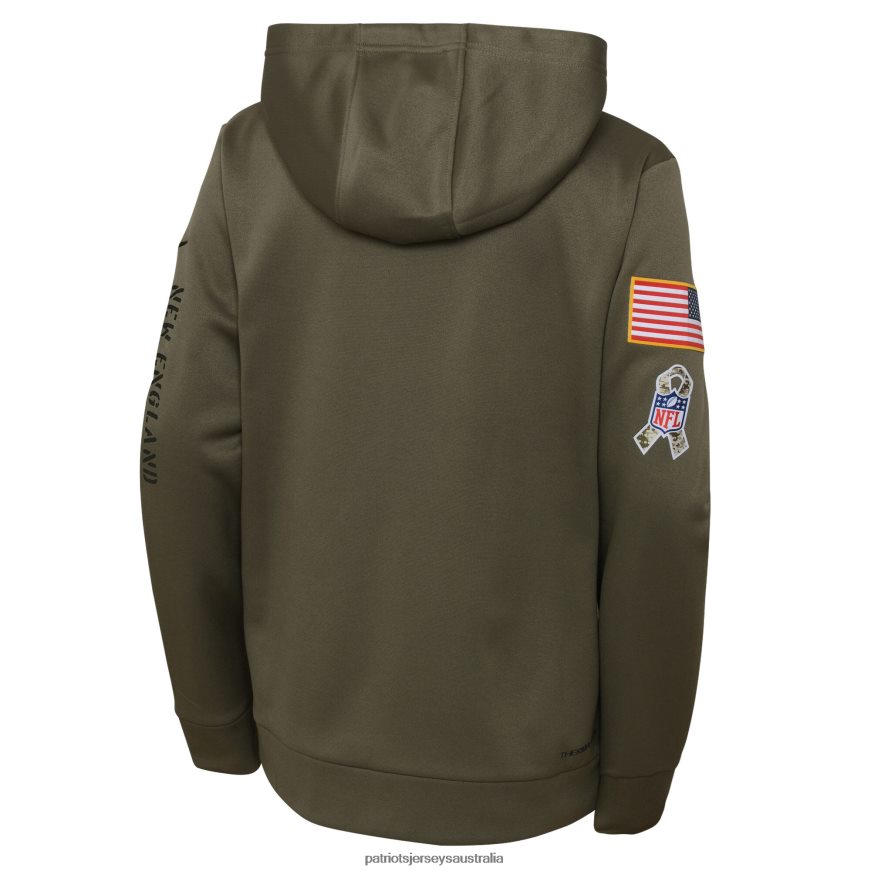 Kids Nike Olive 2022 Salute To Service Performance Pullover Hoodie ZZ06V23028 Patriots Jersey Clothing