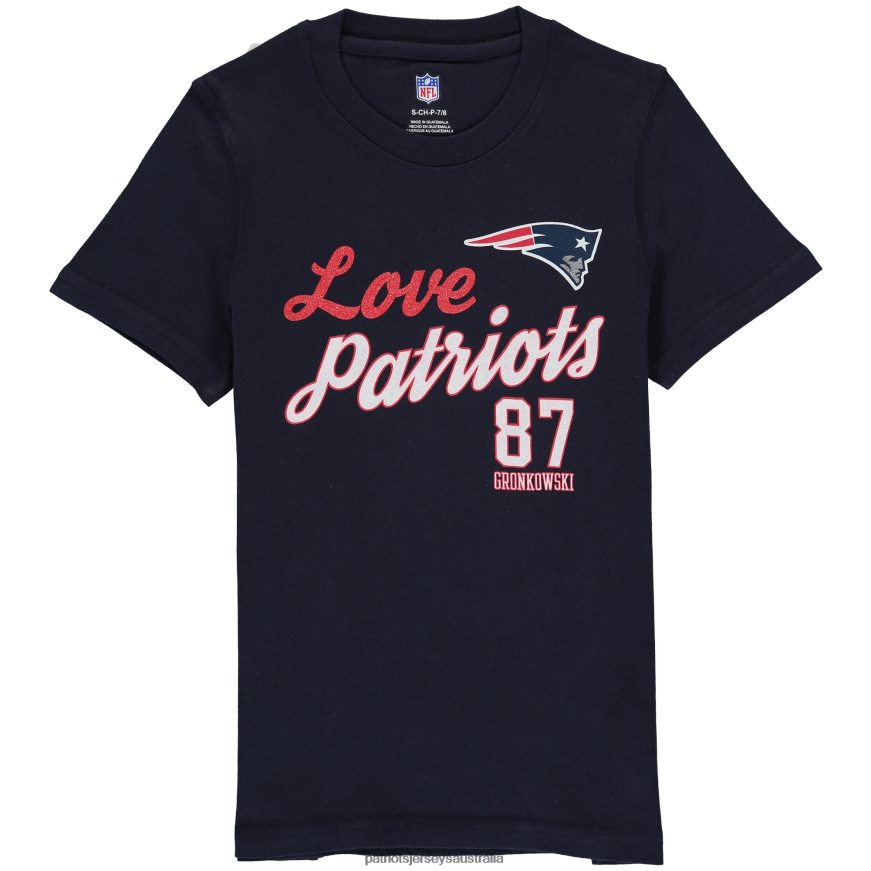 Kids Girls Rob Gronkowski Navy Glitter Live Love Team Player Name & Number T-Shirt ZZ06V23138 Patriots Jersey Clothing