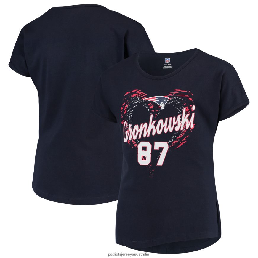 Kids Girls Rob Gronkowski Navy Sonic Heart Player Name & Number Dolman T-Shirt ZZ06V23140 Patriots Jersey Clothing