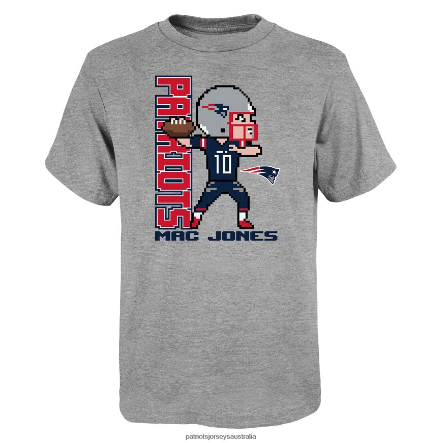Kids Mac Jones Heathered Gray Pixel Player 2.0 T-Shirt ZZ06V23113 Patriots Jersey Clothing