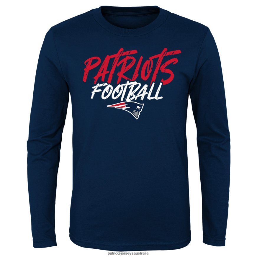 Kids Navy Wildcat Long Sleeve T-Shirt ZZ06V23107 Patriots Jersey Clothing