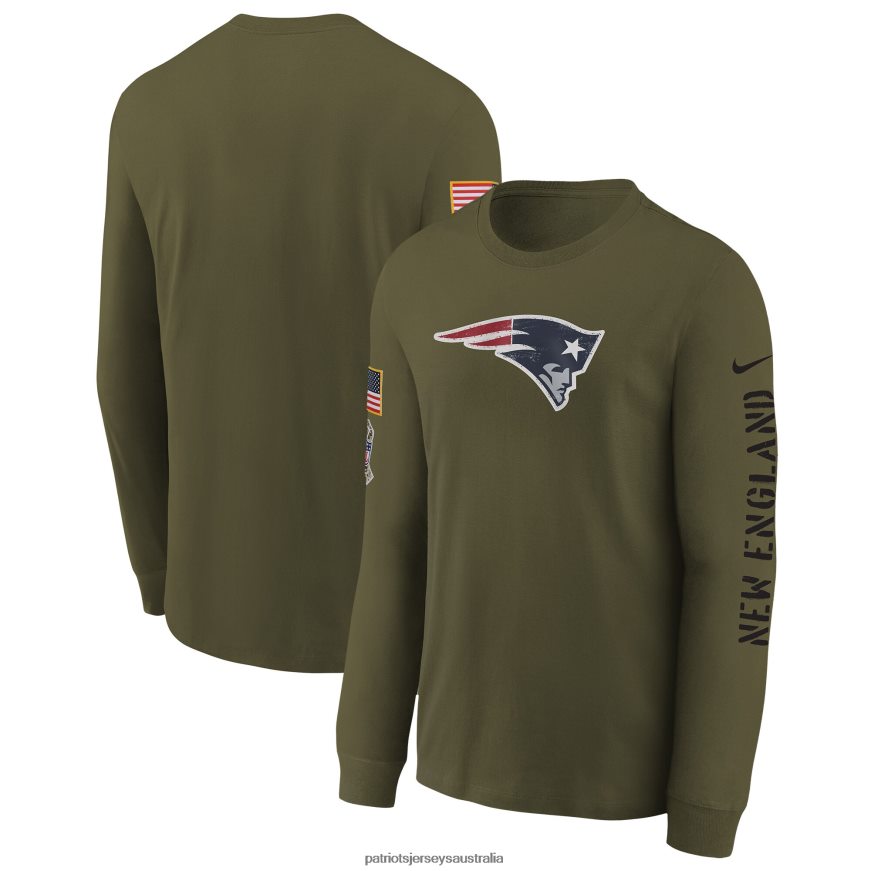 Kids Nike Olive 2022 Salute To Service Team Logo Long Sleeve T-Shirt ZZ06V23108 Patriots Jersey Clothing