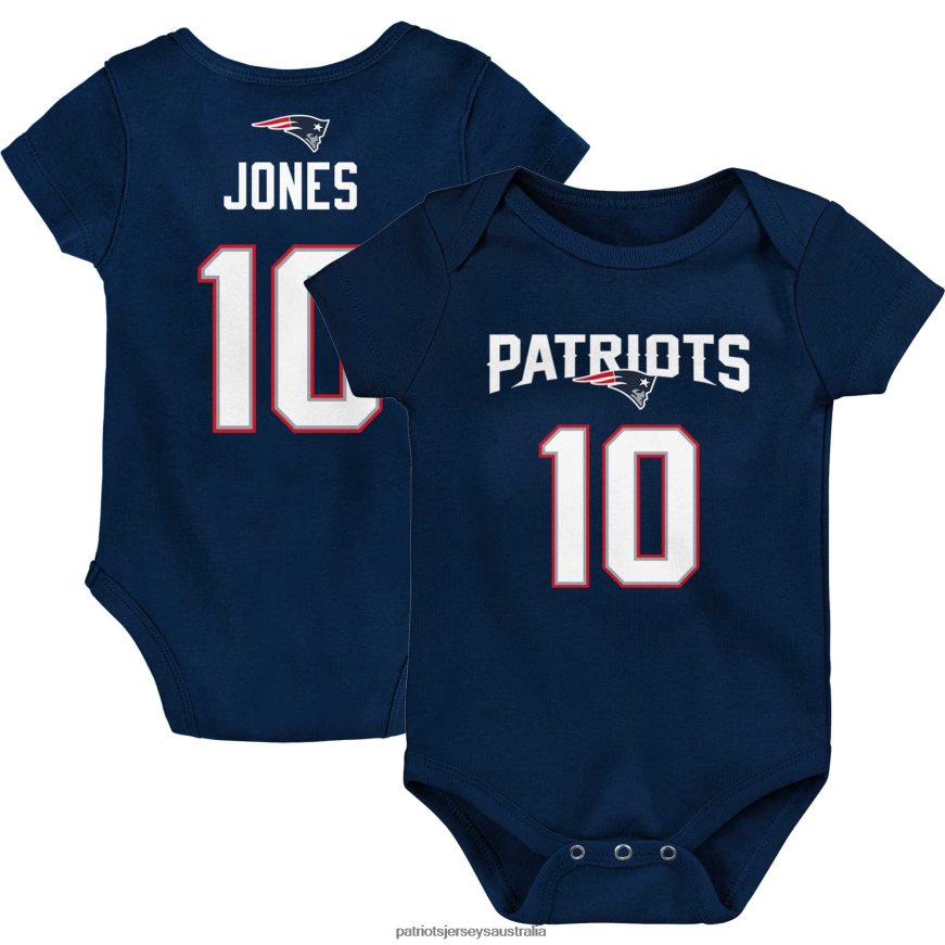 Kids Newborn & Infant Mac Jones Navy Mainliner Player Name & Number Bodysuit ZZ06V23071 Patriots Jersey Clothing