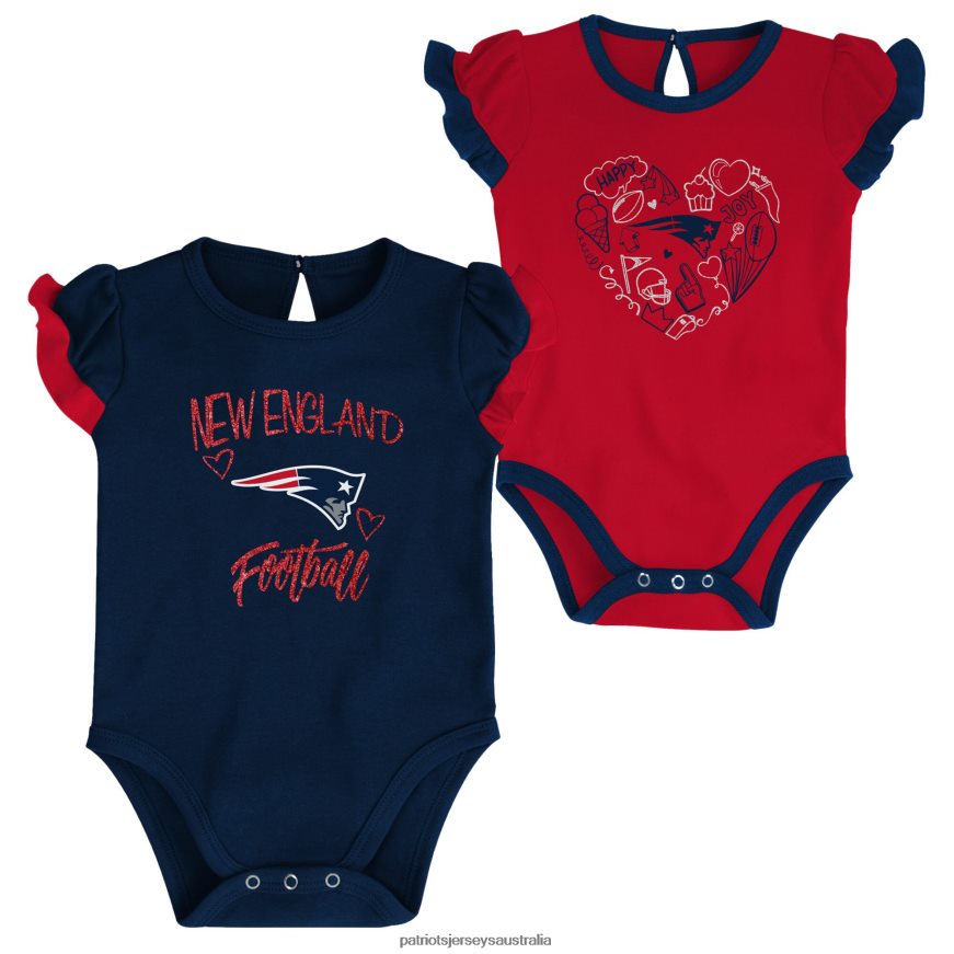 Kids Newborn & Infant Navy/Red Too Much Love Two-Piece Bodysuit Set ZZ06V23073 Patriots Jersey Clothing
