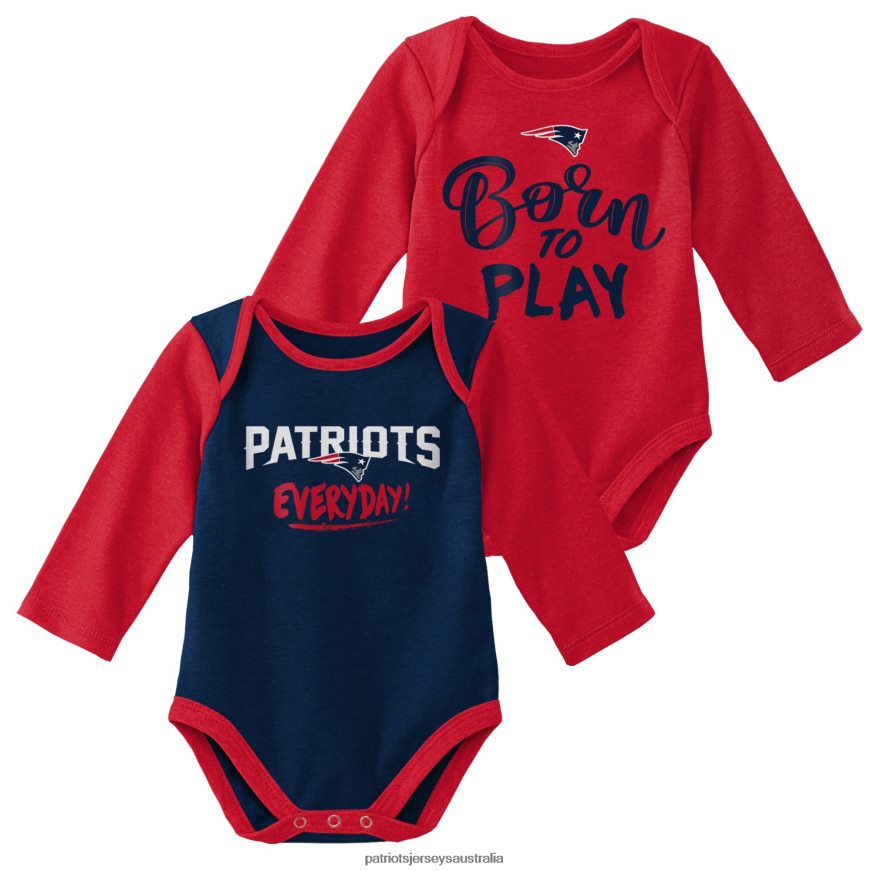 Kids Newborn & Infant Red/Navy Little Player Long Sleeve 2-Pack Bodysuit Set ZZ06V23075 Patriots Jersey Clothing