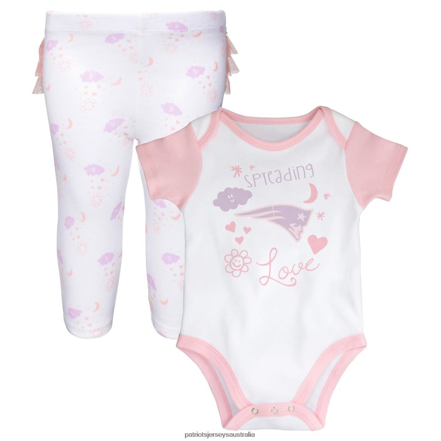 Kids Girls Newborn & Infant White Spreading Love Bodysuit and Tutu Leggings Set ZZ06V23074 Patriots Jersey Clothing