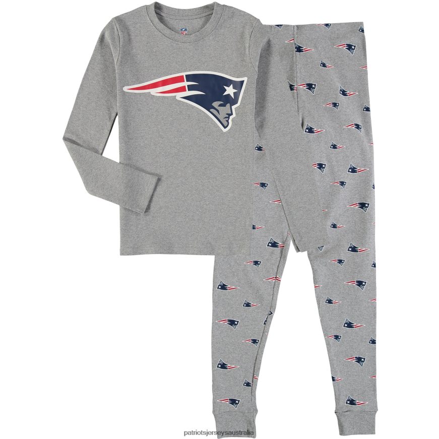 Kids Heathered Gray Long Sleeve T-Shirt & Pants Sleep Set ZZ06V23084 Patriots Jersey Clothing