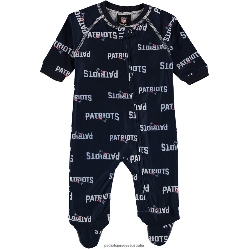 Kids Newborn Full Zip Raglan Coverall - Navy Blue ZZ06V23081 Patriots Jersey Clothing