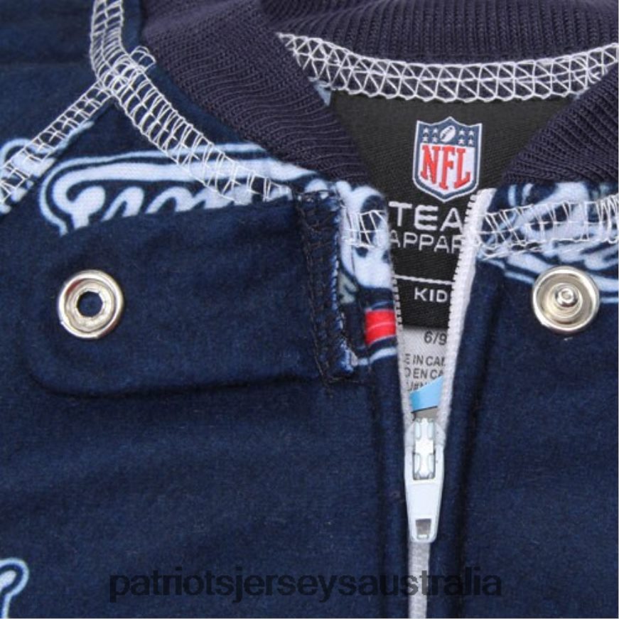 Kids Toddler Piped Raglan Full Zip Coverall - Navy Blue ZZ06V23087 Patriots Jersey Clothing