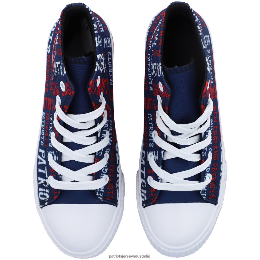 Kids FOCO Navy Repeat Wordmark High Top Canvas Allover Sneakers ZZ06V22949 Patriots Jersey Footwear