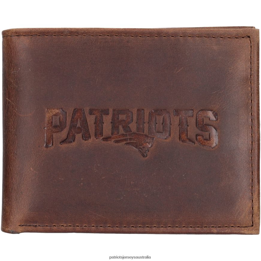 Men Brown Bifold Leather Wallet ZZ06V212 Patriots Jersey Accessories