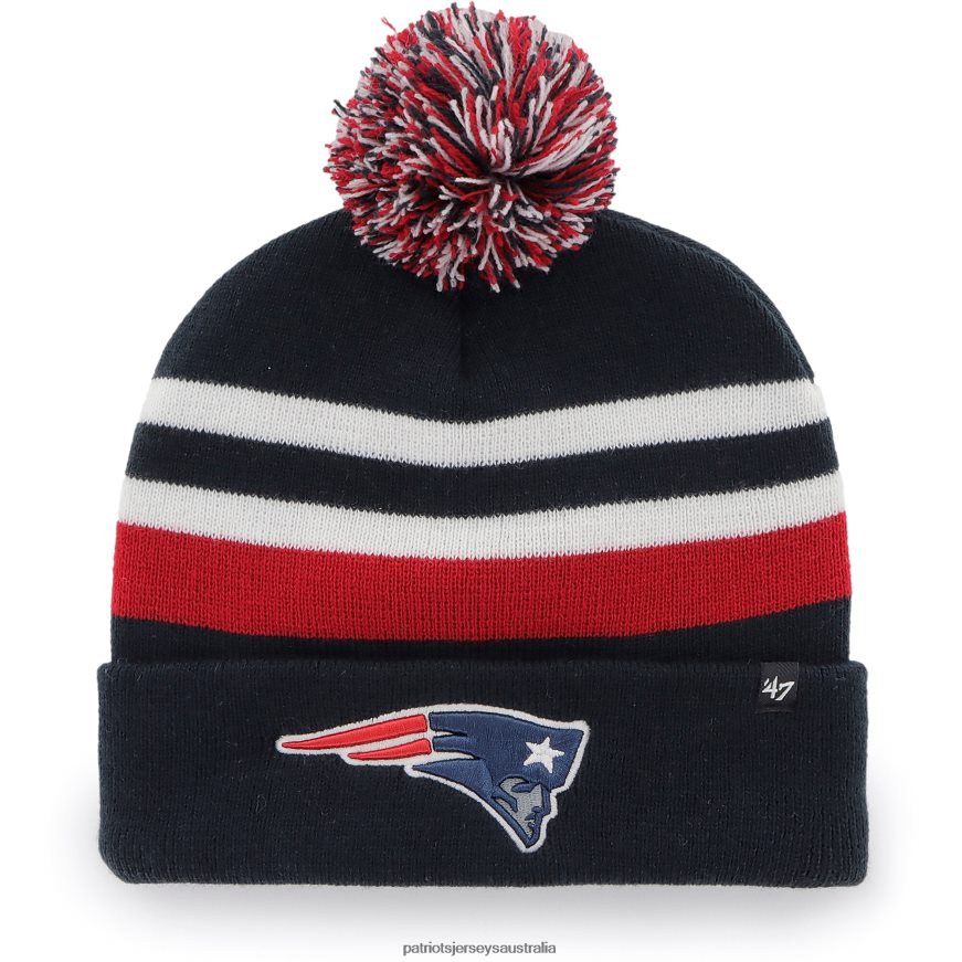 Men 47 Navy State Line Cuffed Knit Hat with Pom ZZ06V2439 Patriots Jersey Accessories