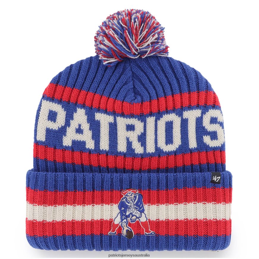 Men 47 Royal Legacy Bering Cuffed Knit Hat with Pom ZZ06V2270 Patriots Jersey Accessories
