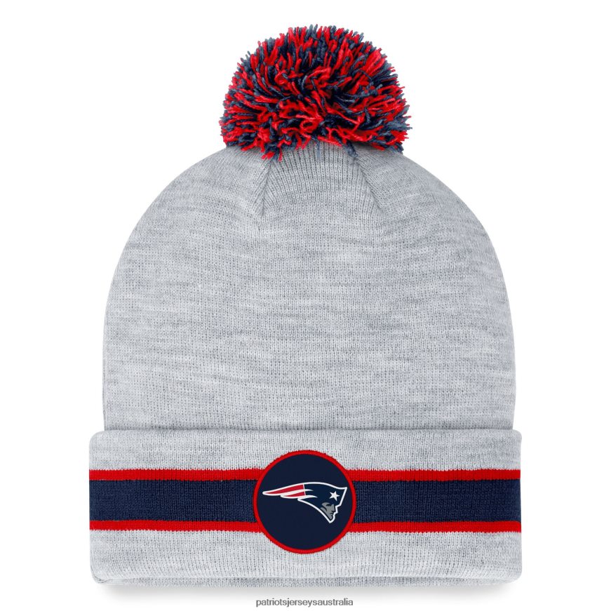 Men Fanatics Branded Heather Gray Cuffed Knit Hat with Pom ZZ06V2387 Patriots Jersey Accessories