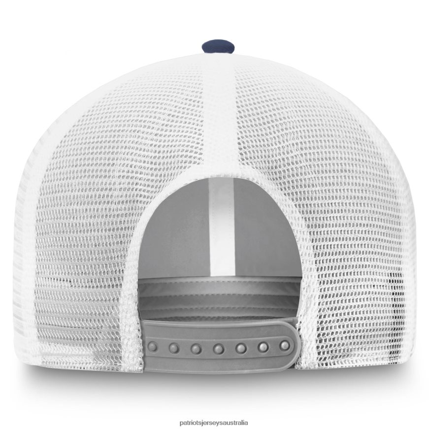 Men Fanatics Branded Heathered Gray/Navy Tri-Tone Trucker Snapback Hat ZZ06V2118 Patriots Jersey Accessories