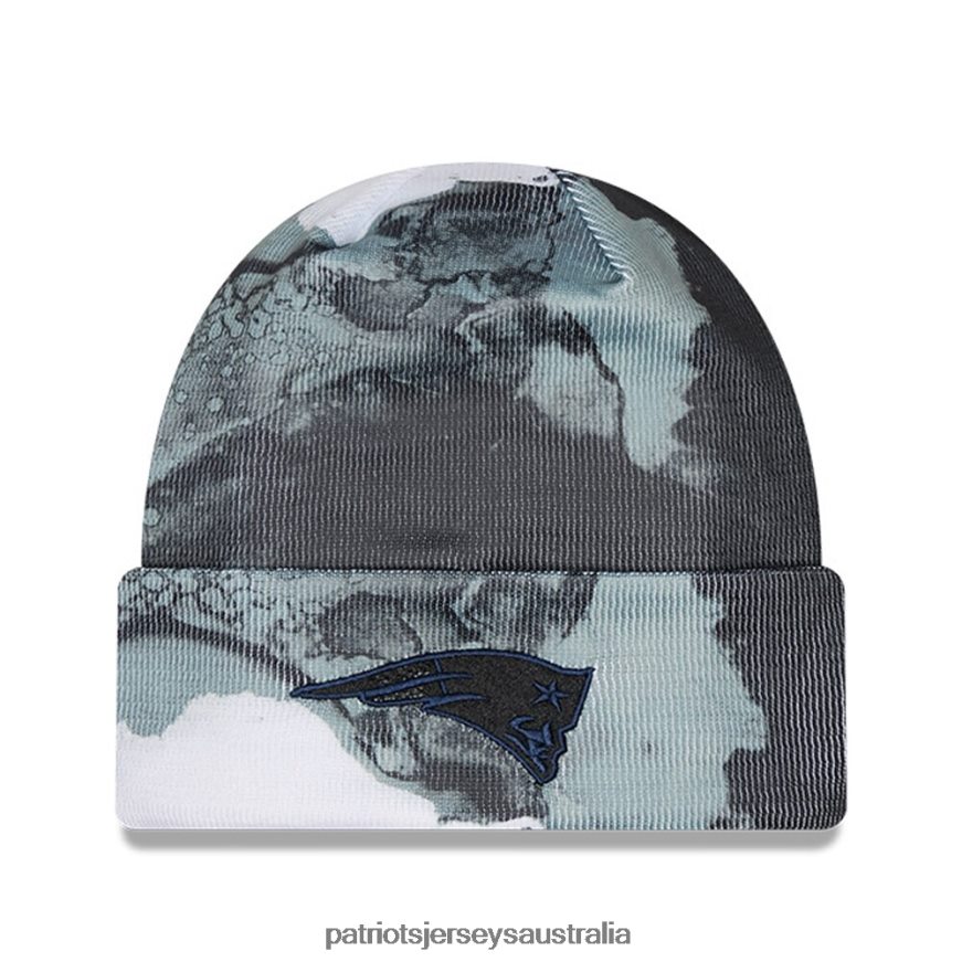 Men New Era Black 2022 Sideline Ink Dye Tonal Cuffed Knit Hat ZZ06V2447 Patriots Jersey Accessories