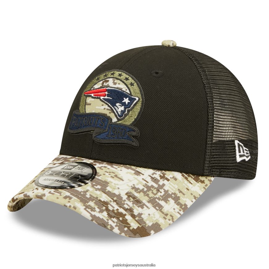 Men New Era Black/Camo 2022 Salute To Service 9FORTY Snapback Trucker Hat ZZ06V2372 Patriots Jersey Accessories