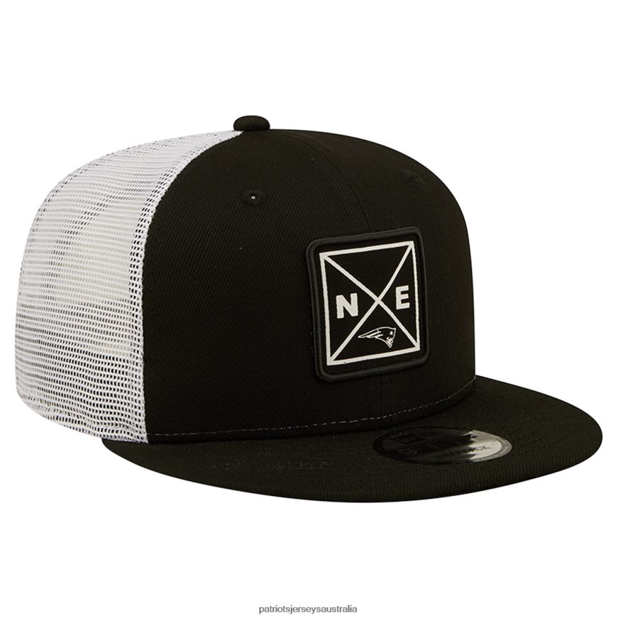 Men New Era Black Quad II 9FIFTY Trucker Snapback Hat ZZ06V2123 Patriots Jersey Accessories