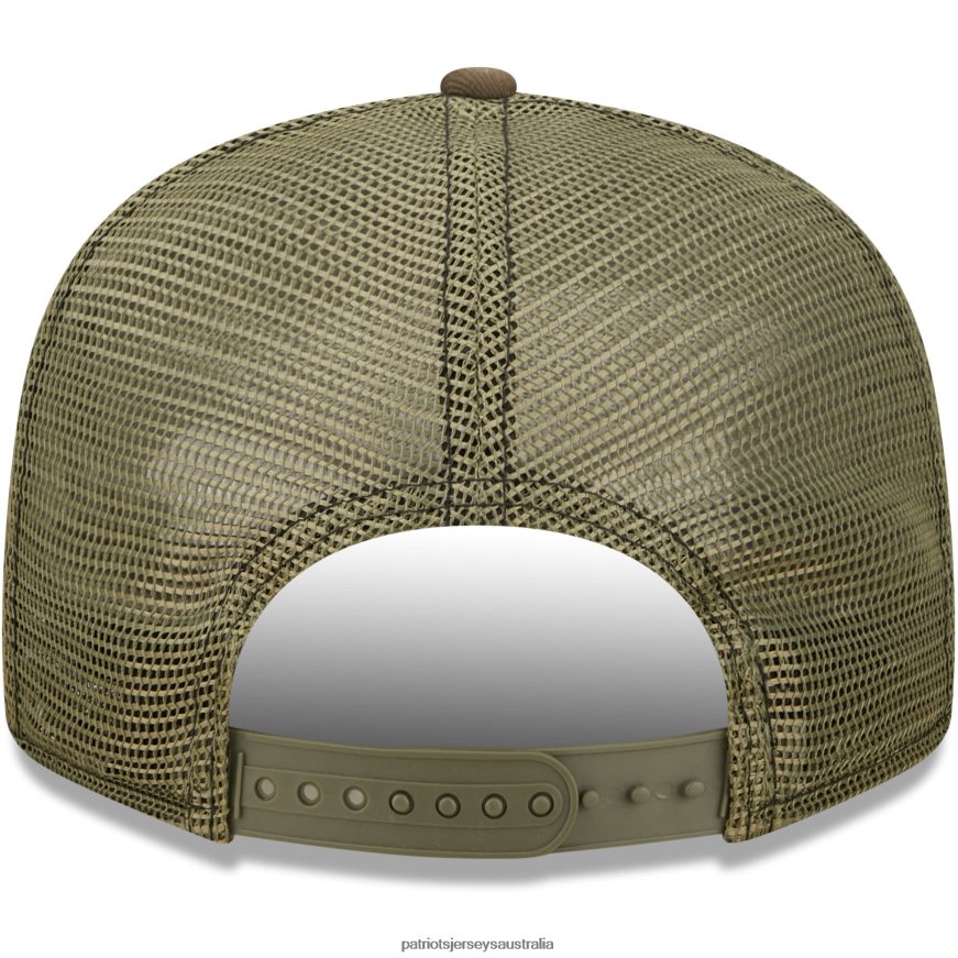 Men New Era Camo/Olive Historic Logo Trucker 9FIFTY Snapback Hat ZZ06V2274 Patriots Jersey Accessories
