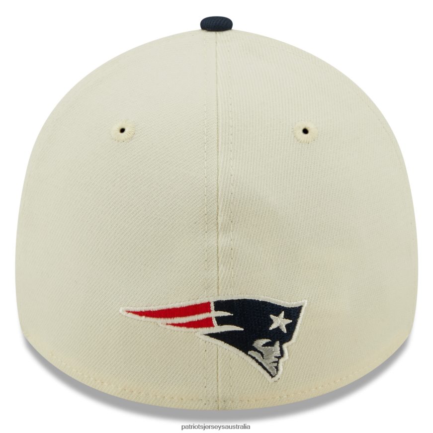 Men New Era Cream/Navy 2022 Sideline 39THIRTY 2-Tone Flex Hat ZZ06V2285 Patriots Jersey Accessories