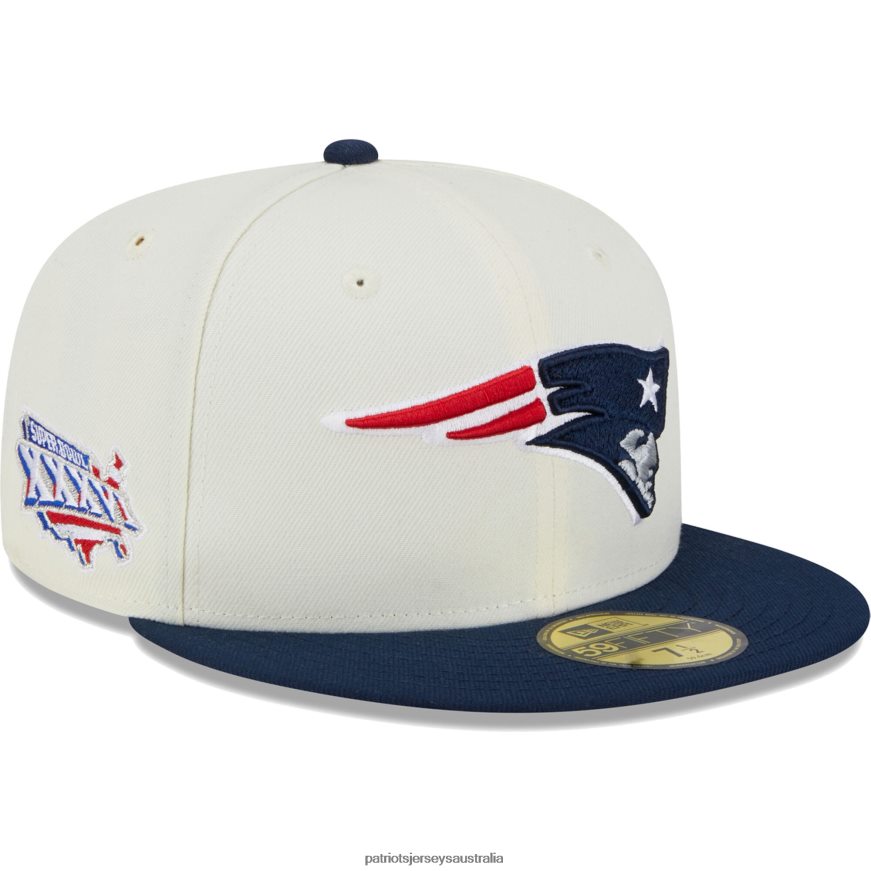 Men New Era Cream Retro 59FIFTY Fitted Hat ZZ06V2187 Patriots Jersey Accessories