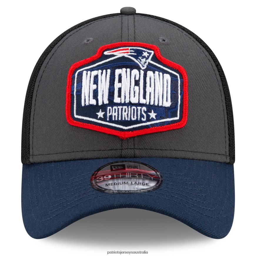 Men New Era Graphite/Navy 2021 NFL Draft Trucker 39THIRTY Flex Hat ZZ06V2353 Patriots Jersey Accessories