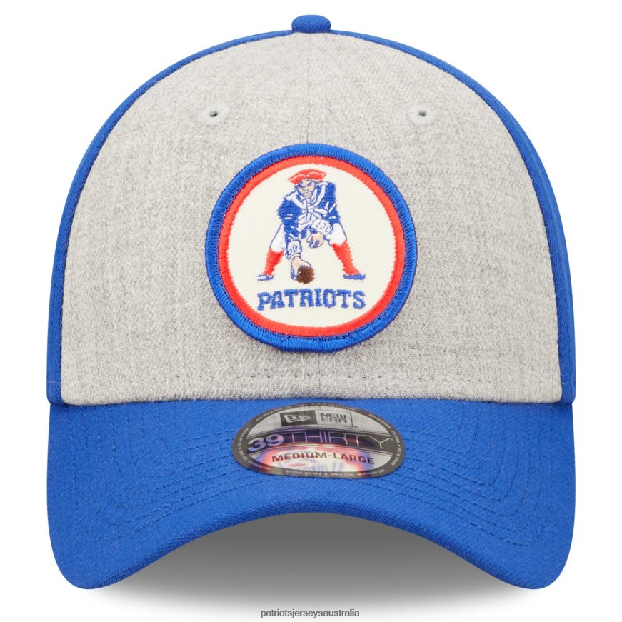 Men New Era Heathered Gray/Navy 2022 Sideline 39THIRTY Historic Flex Hat ZZ06V2149 Patriots Jersey Accessories