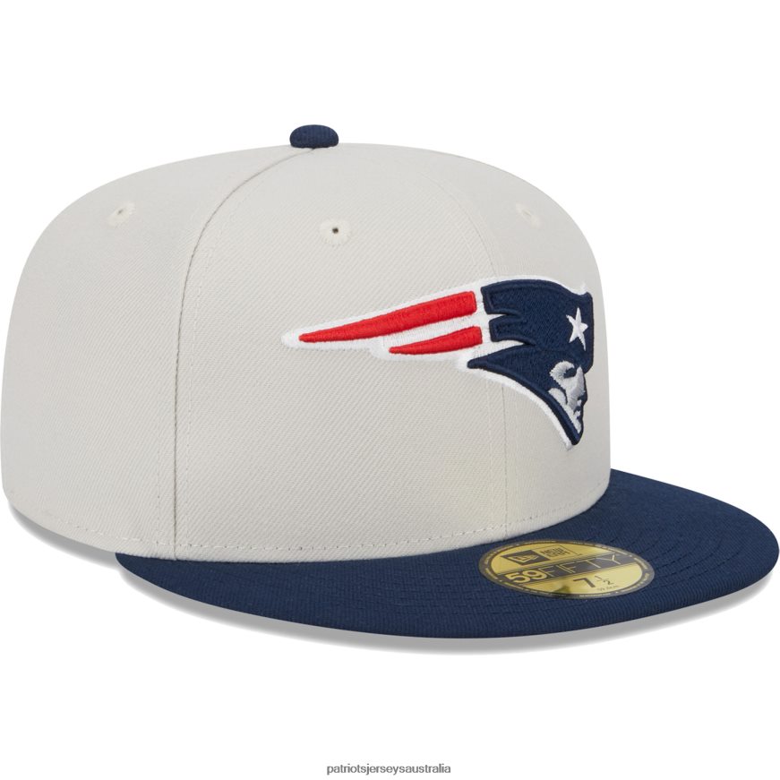 Men New Era Khaki/Navy Super Bowl Champions Patch 59FIFTY Fitted Hat ZZ06V2304 Patriots Jersey Accessories