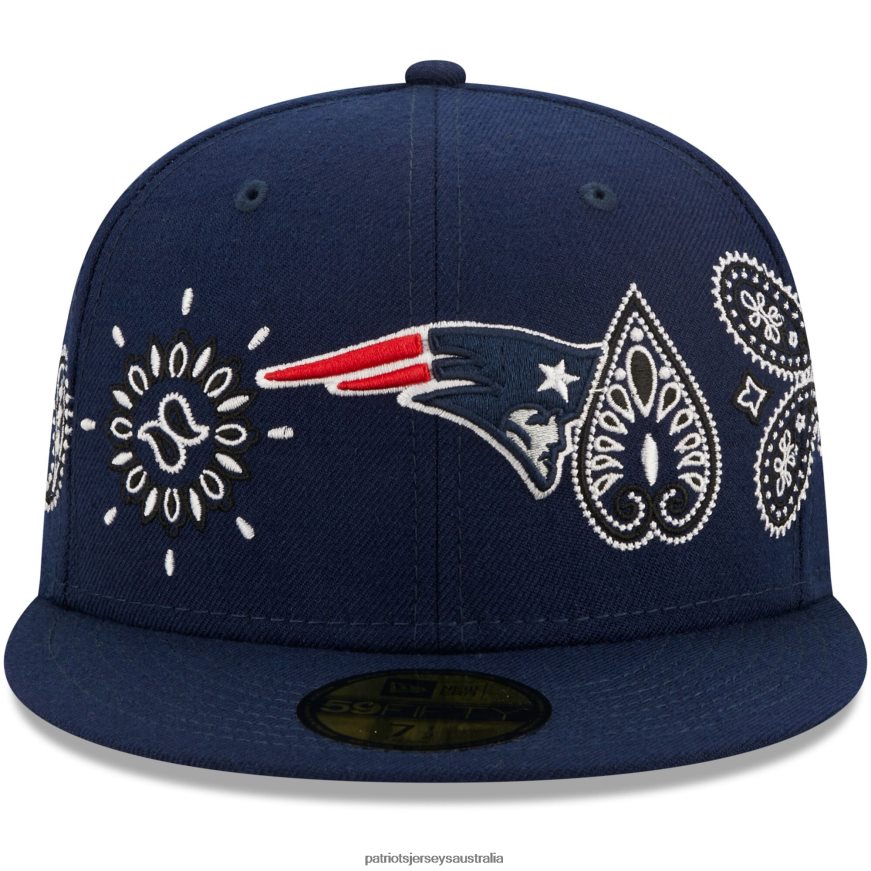 Men New Era Navy Bandana 59FIFTY Fitted Hat ZZ06V2408 Patriots Jersey Accessories