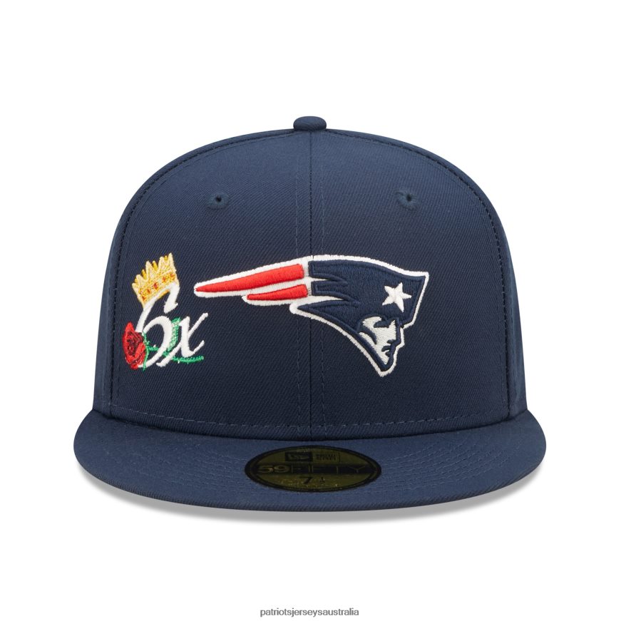 Men New Era Navy Crown 6x Super Bowl Champions 59FIFTY Fitted Hat ZZ06V2255 Patriots Jersey Accessories