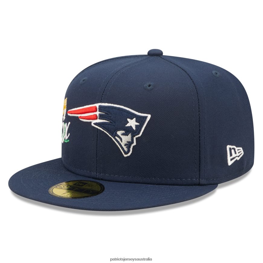 Men New Era Navy Crown 6x Super Bowl Champions 59FIFTY Fitted Hat ZZ06V2255 Patriots Jersey Accessories