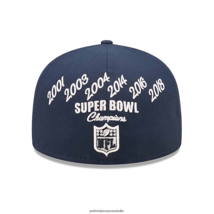 Men New Era Navy Crown 6x Super Bowl Champions 59FIFTY Fitted Hat ZZ06V2255 Patriots Jersey Accessories