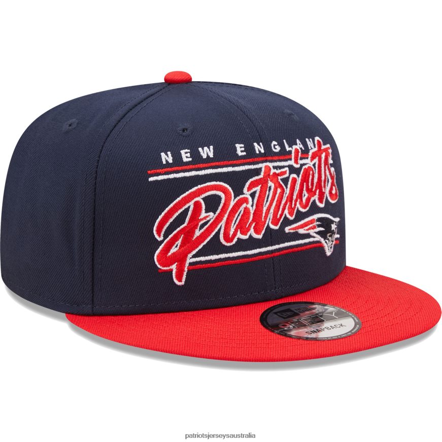 Men New Era Navy/Red Team Script 9FIFTY Snapback Hat ZZ06V2362 Patriots Jersey Accessories