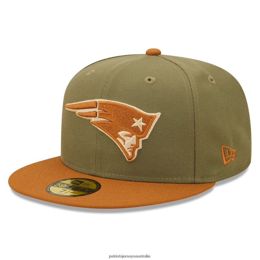 Men New Era Olive/Brown Toasted Peanut 59FIFTY Fitted Hat ZZ06V2288 Patriots Jersey Accessories