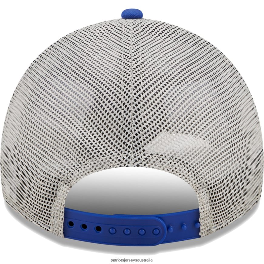 Men New Era Royal/Natural Historic Logo Devoted Trucker 9TWENTY Snapback Hat ZZ06V2269 Patriots Jersey Accessories