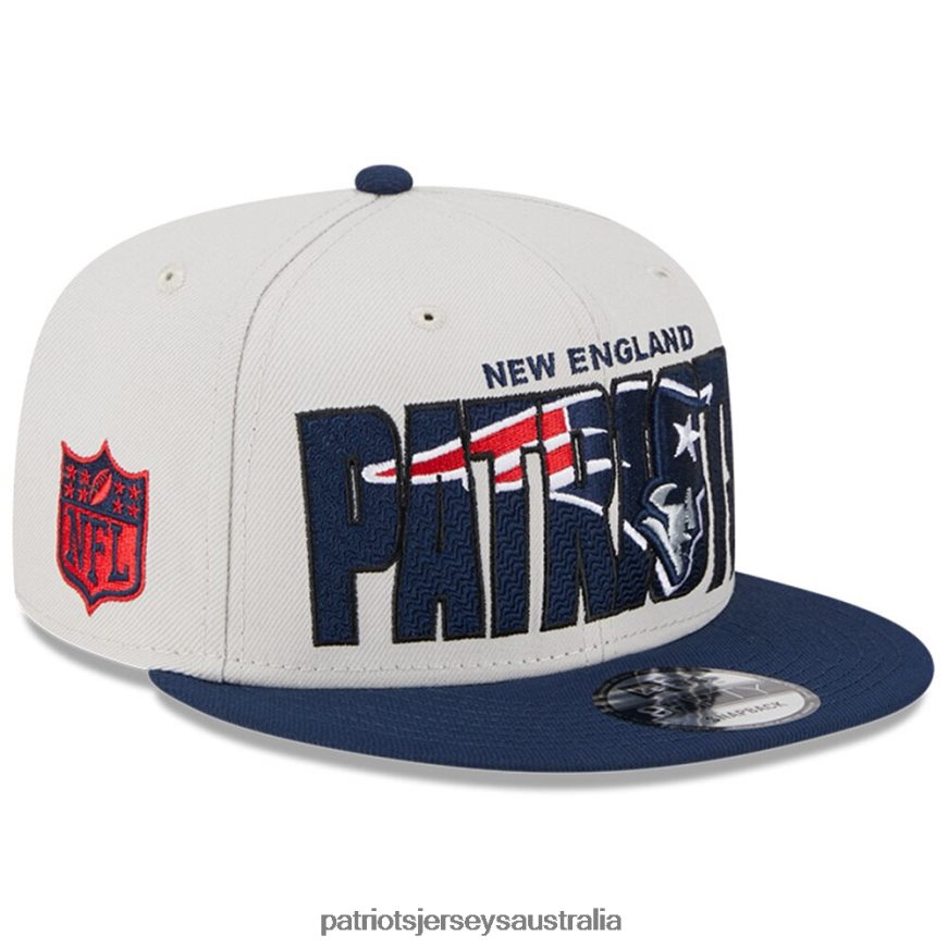 Men New Era Stone/Navy 2023 NFL Draft 9FIFTY Snapback Adjustable Hat ZZ06V2117 Patriots Jersey Accessories