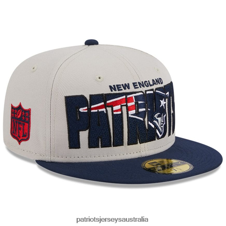 Men New Era Stone/Navy 2023 NFL Draft On Stage 59FIFTY Fitted Hat ZZ06V2115 Patriots Jersey Accessories