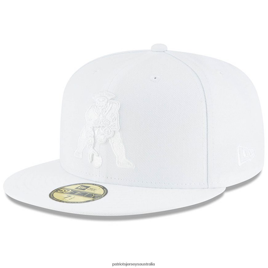 Men New Era Throwback White on White 59FIFTY Fitted Hat ZZ06V2375 Patriots Jersey Accessories