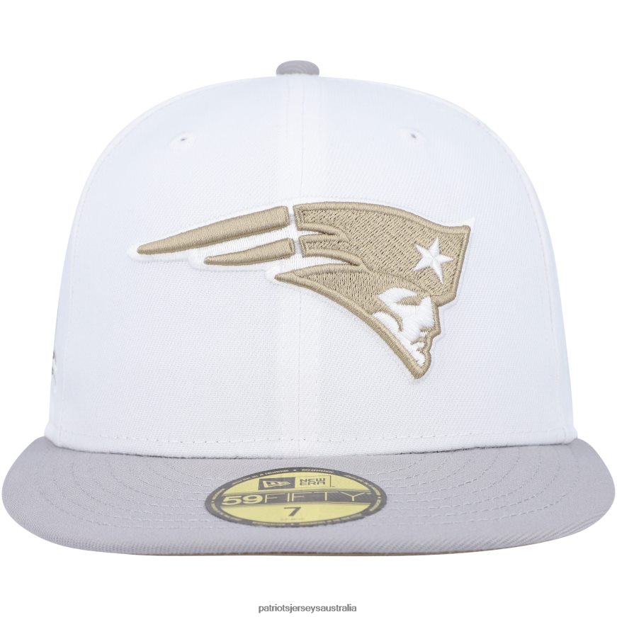 Men New Era White/Gray 50th Anniversary Gold Undervisor 59FIFTY Fitted Hat ZZ06V2432 Patriots Jersey Accessories
