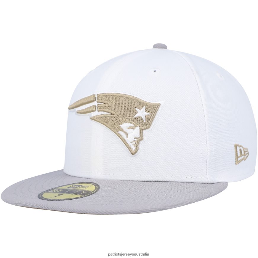 Men New Era White/Gray 50th Anniversary Gold Undervisor 59FIFTY Fitted Hat ZZ06V2432 Patriots Jersey Accessories