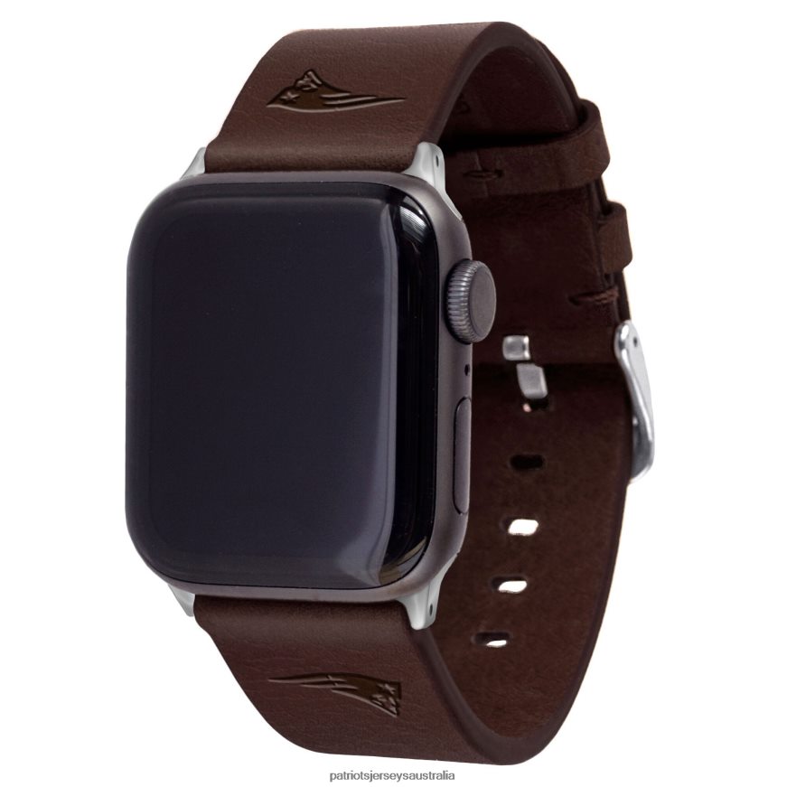 Men Brown Leather Apple Watch Band ZZ06V276 Patriots Jersey Accessories